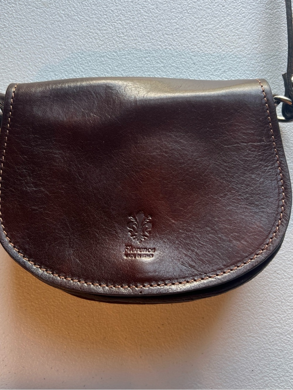 Vera Pelle Dark Brown Leather Flap Crossbody